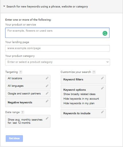 Google Keyword Planner for On Page SEO