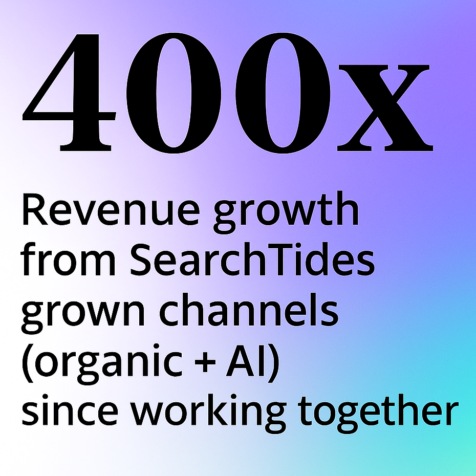 400x CN 400x revenue growth from SearchTides grown channels (organic + AI)